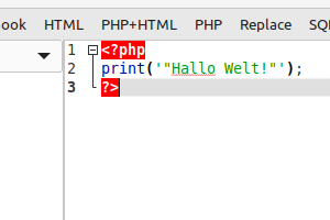 Quellcode eines &ldquo;Hallo Welt&rdquo;-Progrämmchen in php